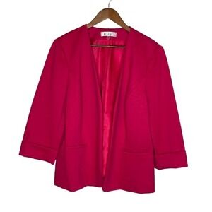Kasper Womens Open Front Blazer Size 16W Pink Career Office 3/4 Sleeves Lined